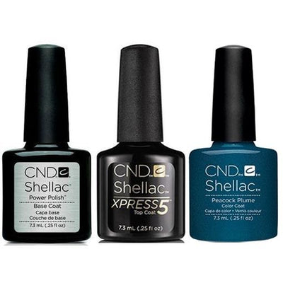CND - Shellac Xpress5 Combo - Base, Top & Peacock Plume (0.25 oz)