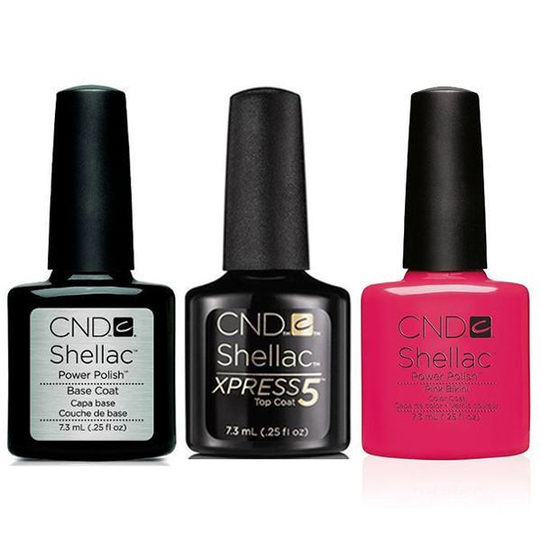 CND - Shellac Xpress5 Combo - Base, Top & Pink Bikini (0.25 oz)
