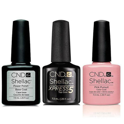 CND - Shellac Xpress5 Combo - Base, Top & Pink Pursuit (0.25 oz)