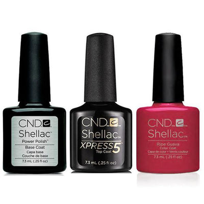 CND - Shellac Xpress5 Combo - Base, Top & Ripe Guava (0.25 oz)
