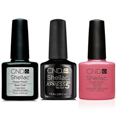 CND - Shellac Xpress5 Combo - Base, Top & Rose Bud (0.25 oz)