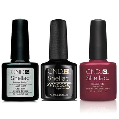 CND - Shellac Xpress5 Combo - Base, Top & Rouge Rite (0.25 oz)