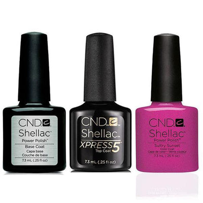 CND - Shellac Xpress5 Combo - Base, Top & Sultry Sunset (0.25 oz)