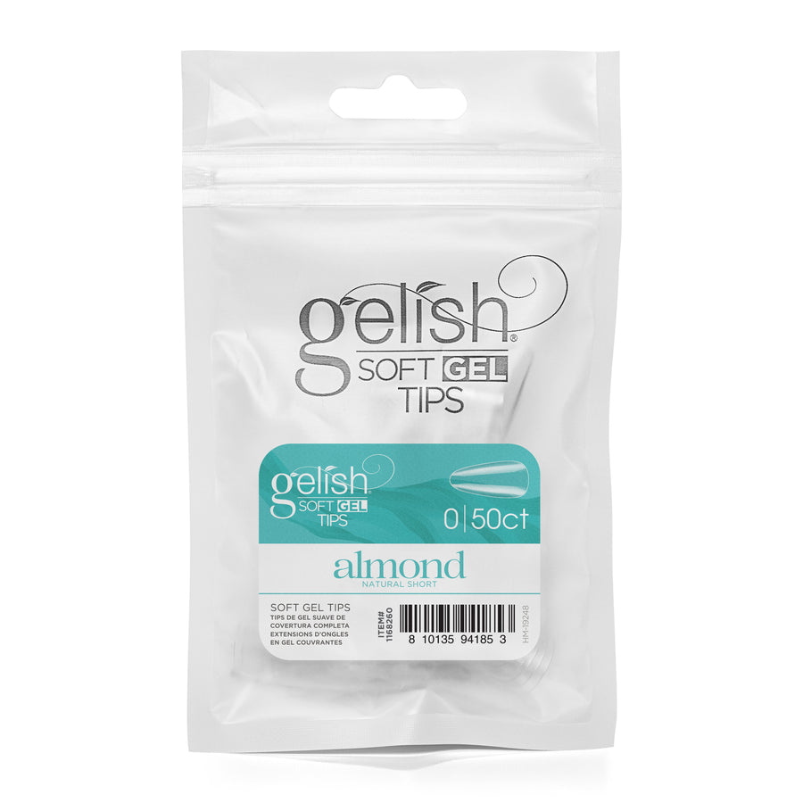 Gelish - Soft Gel Tips - Natural Short Almond size 0 50CT Refill