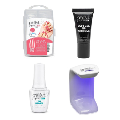 Gelish - Touch Mini Lamp, Tip Primer, Adhesive Tube, & Soft Gel Tips - MEDIUM STILETTO