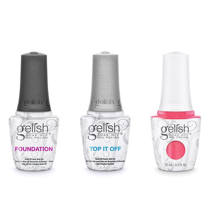Harmony Gelish Combo - Base, Top & Hip Hot Coral