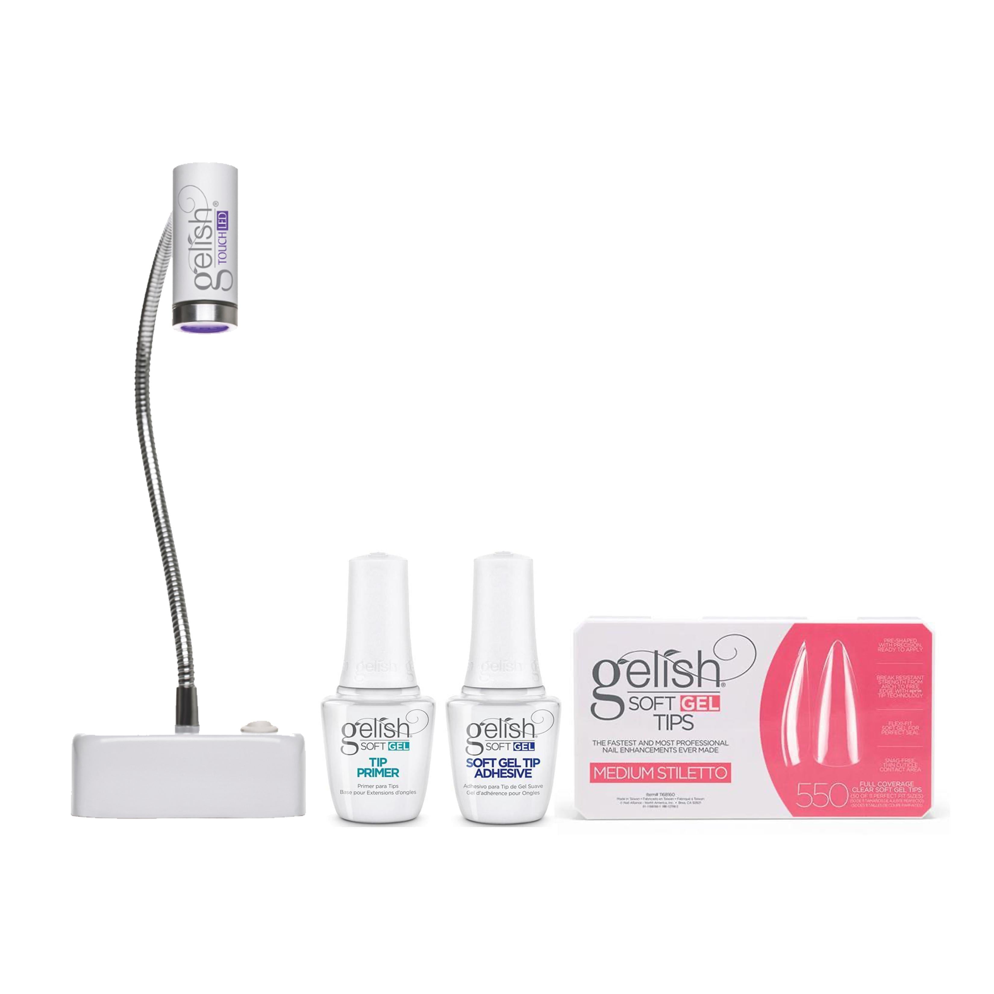 Harmony Gelish - Soft Gel Tips & LED Light Kit - Medium Stiletto