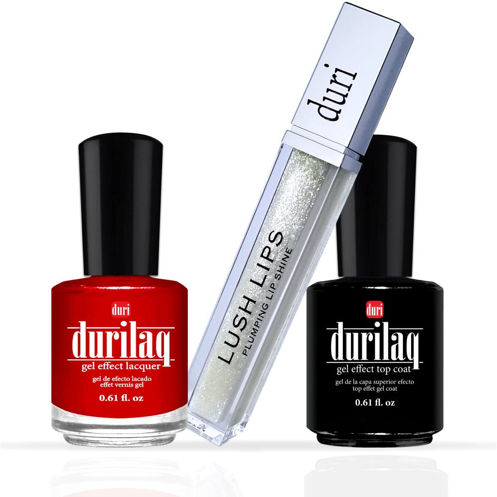 Duri - Bold Red Gel Effect Lacquer & Lip Plumper Set