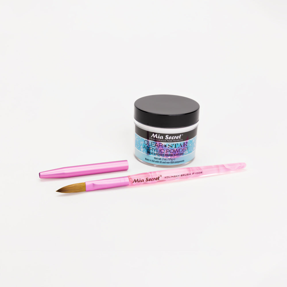 Mia Secret - Mia Selects (Clear STAR Acrylic Powder 2 oz., Kolinsky Nail Brush 10 OR)