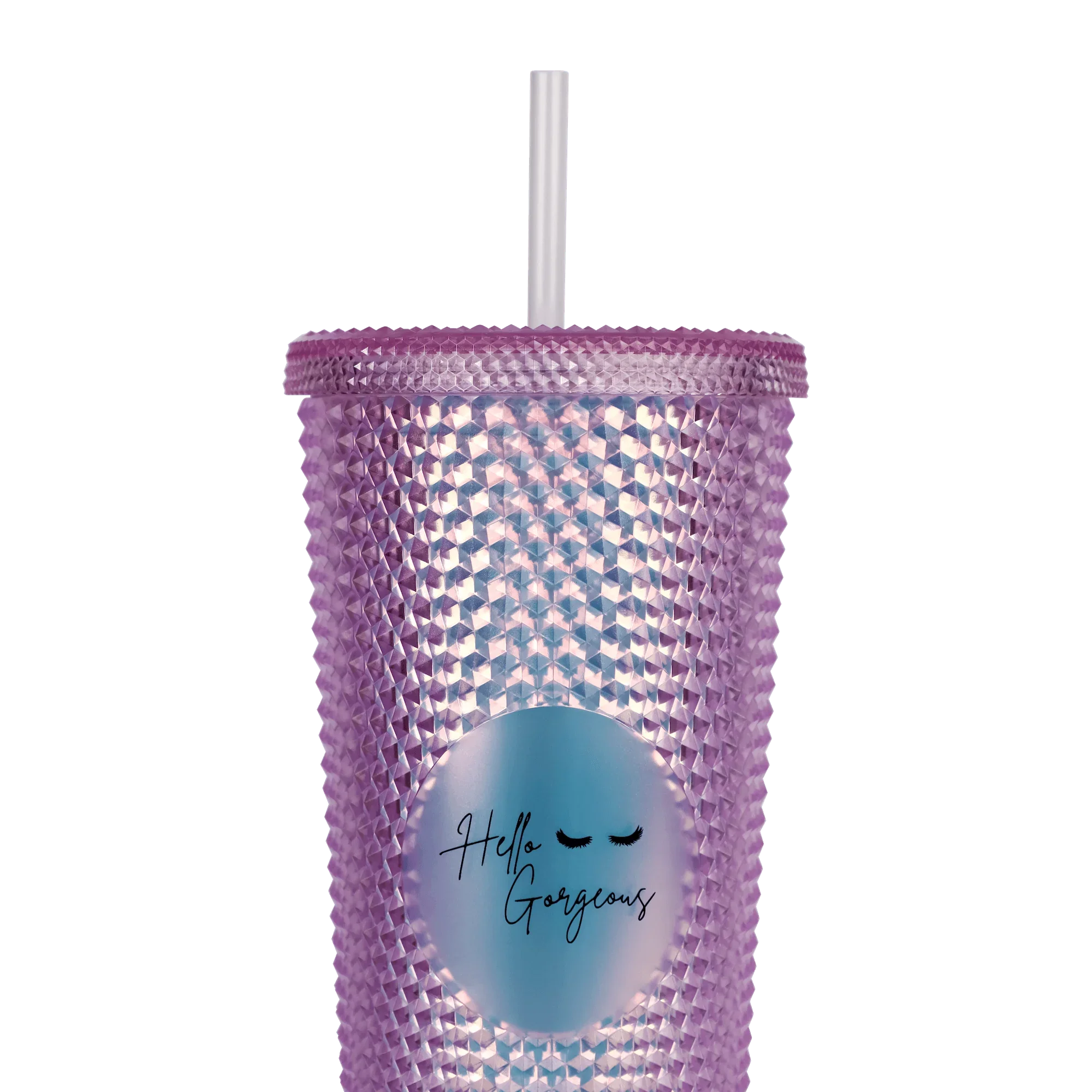 Studded Iridescent Pink Hello Gorgeous Tumbler (FINAL SALE)
