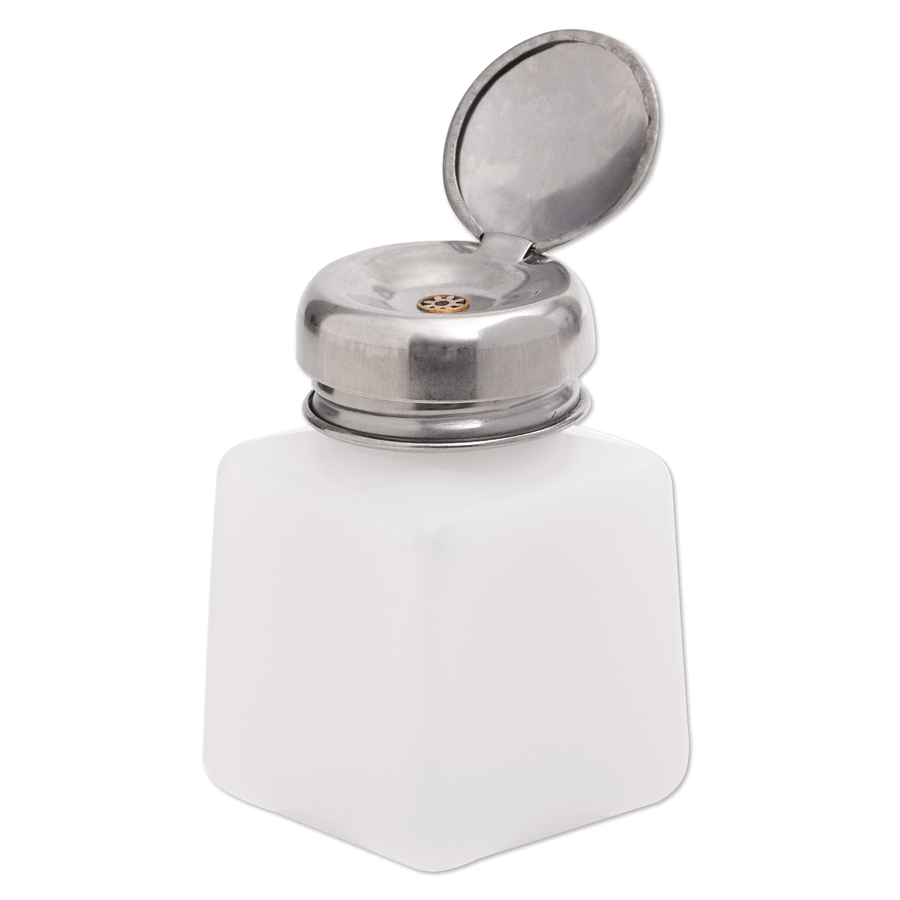 Pump Dispenser Bottle, Metal Flip-Top Cap, 4 oz.