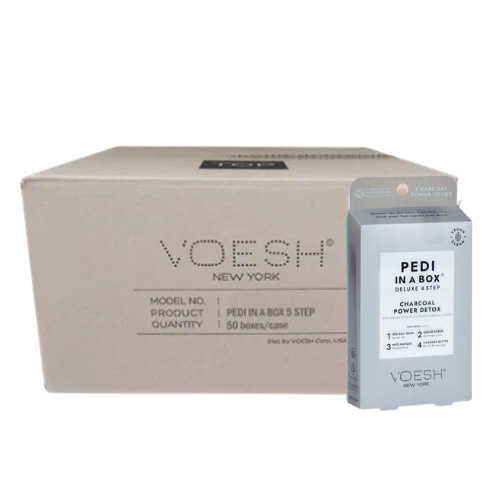 Voesh Pedi in Box - 4-Step - Charcoal Detox - Single (1Pc) Box Case (50Pcs)