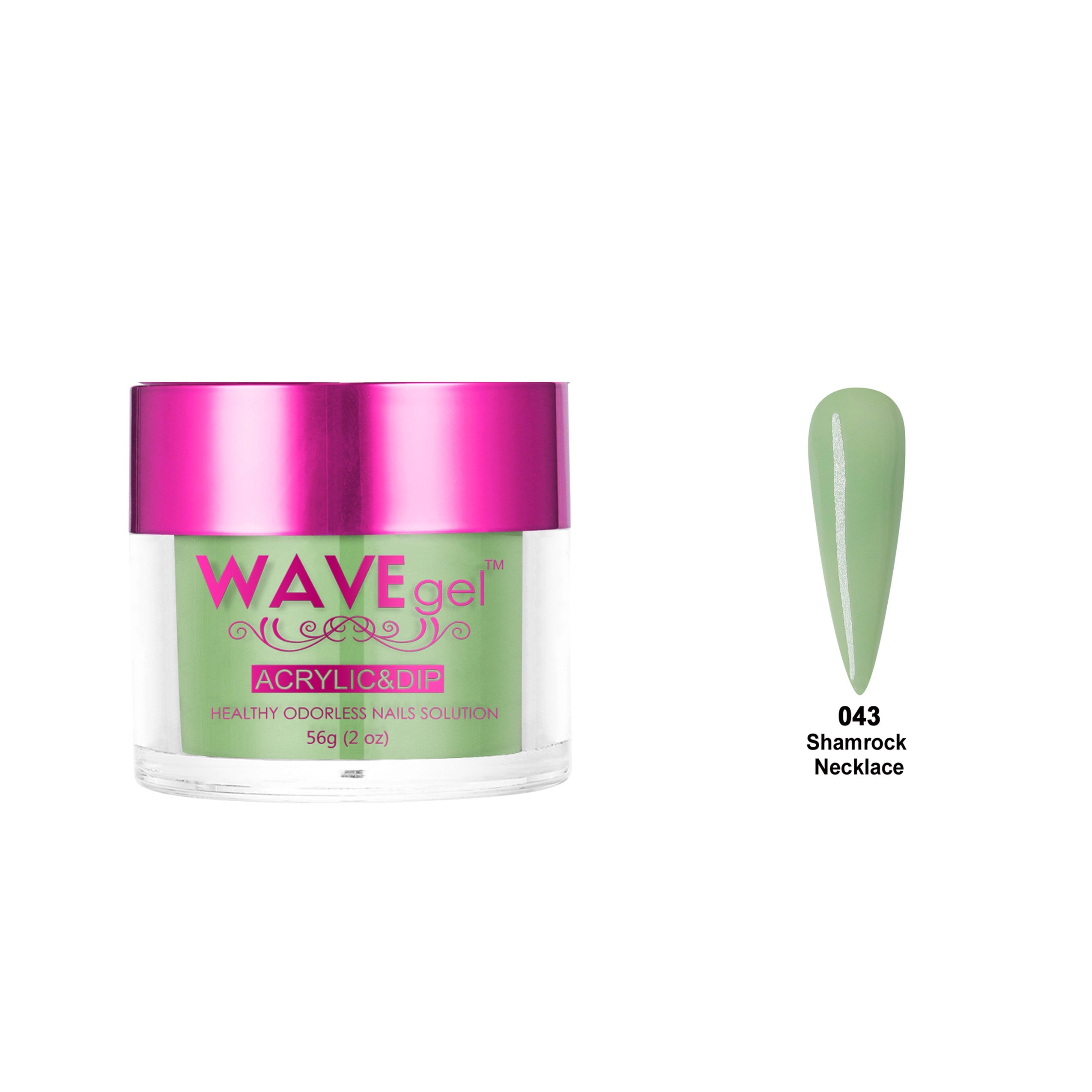 WAVEGEL PRINCESS DIP & ACRYLIC POWDER WP43 SHAMROCK NECKLACE
