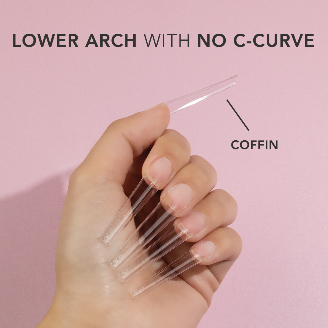 Kiara Sky -  Non C-Curve Nail Tips XXL - Coffin Clear