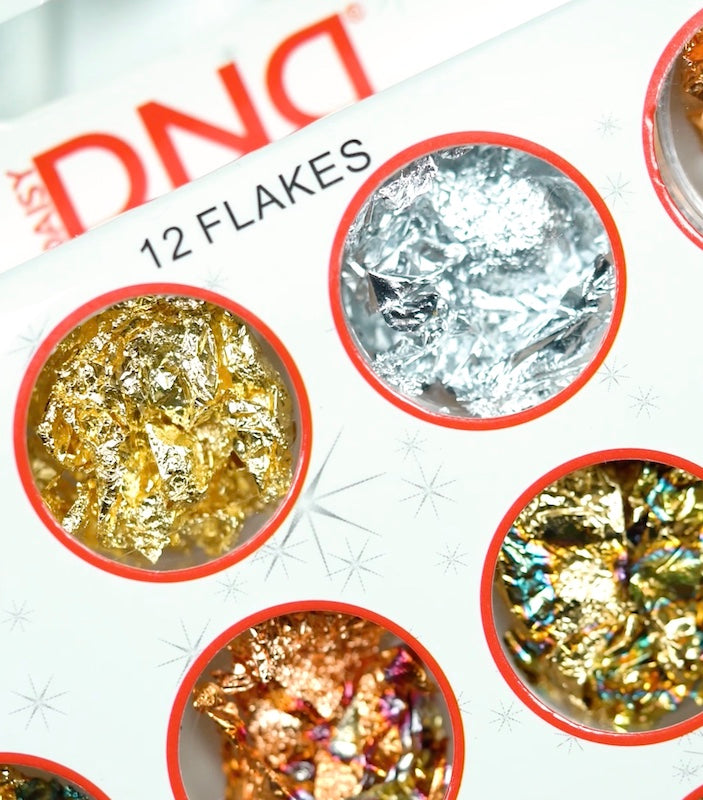 DND - Gold Multi-Color Foil Flakes Nail Design