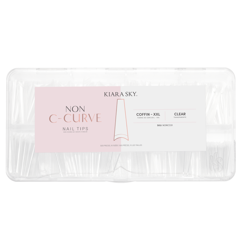 Kiara Sky -  Non C-Curve Nail Tips XXL - Coffin Clear