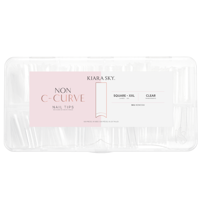 Kiara Sky -  Non C-Curve Nail Tips XXL - Square Clear