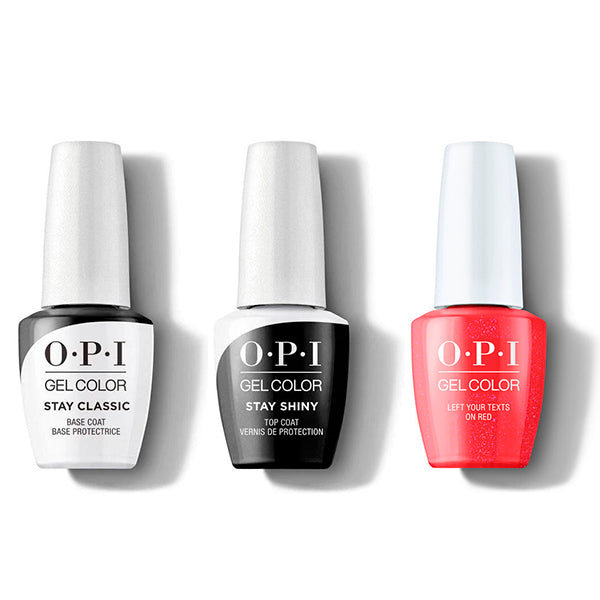 OPI - GelColor Combo - Stay Classic Base, Shiny Top & Left Your Texts On Red