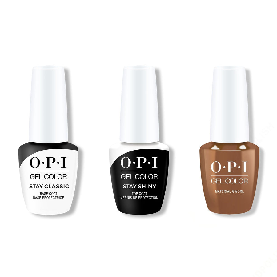 OPI - GelColor Combo - Stay Classic Base, Shiny Top & Material Gworl