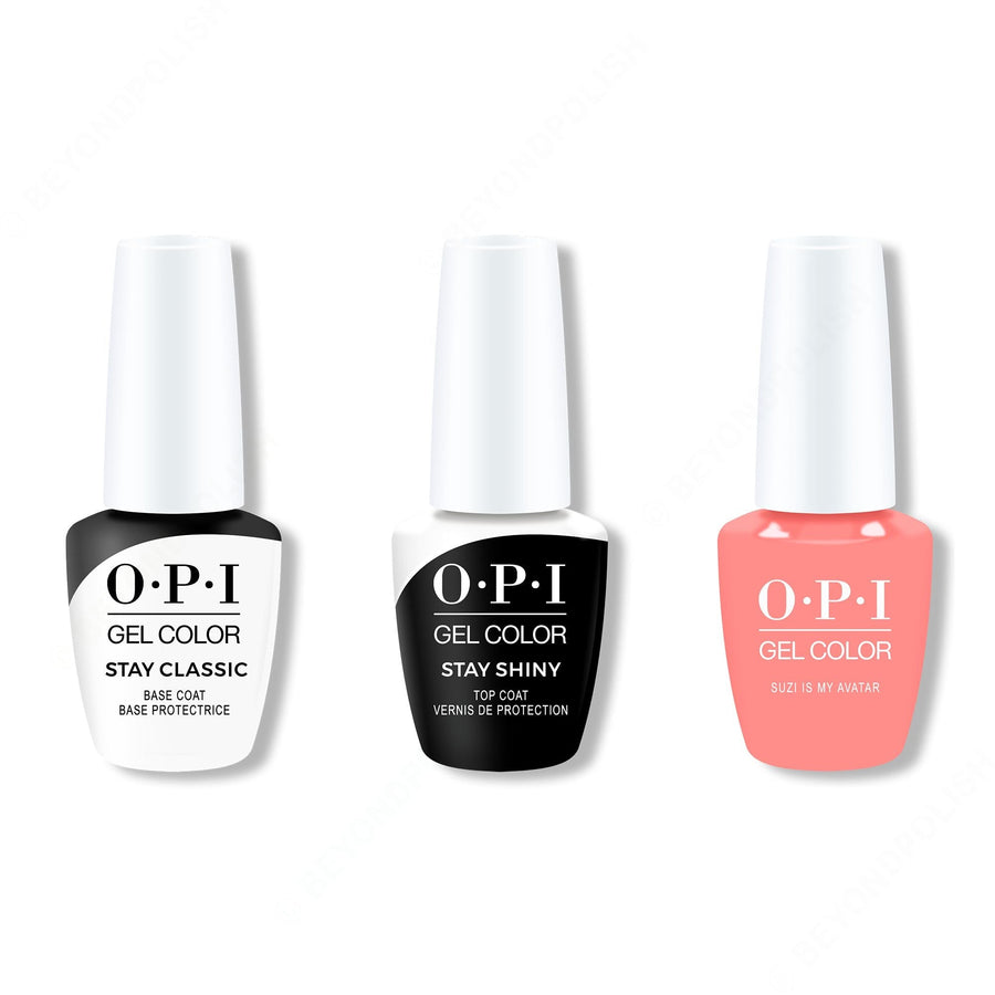 OPI - GelColor Combo - Stay Classic Base, Shiny Top & Suzi is My Avatar