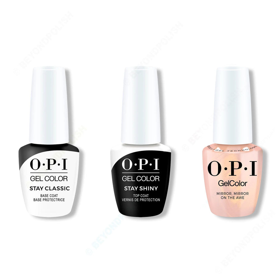 OPI GelColor Intelli-Gel Combo - Super Base Coat, Super Gloss Top Coat & Mirror, Mirror on the Awe