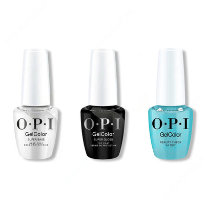 OPI GelColor Intelli-Gel Combo - Super Base Coat, Super Gloss Top Coat & Reality Check Ya Out