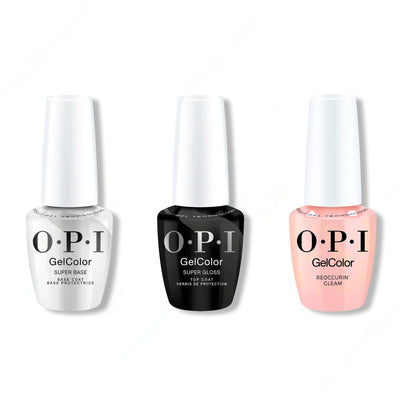 OPI GelColor Intelli-Gel Combo - Super Base Coat, Super Gloss Top Coat & Reoccurin' Gleam