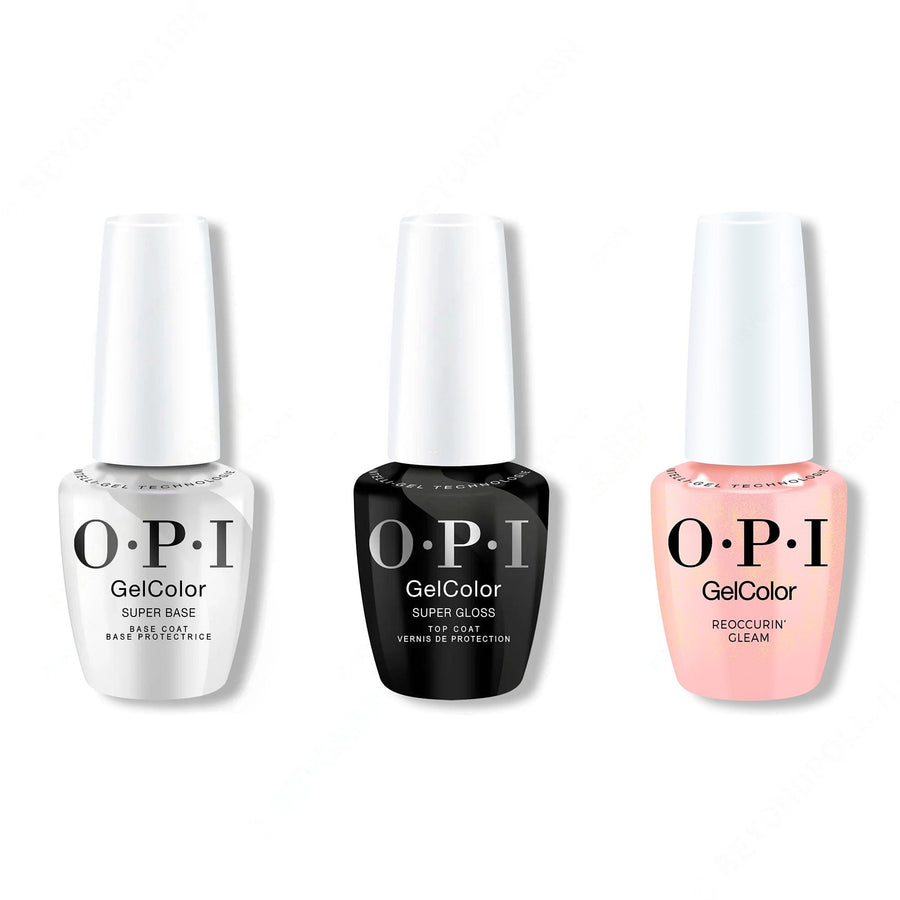 OPI GelColor Intelli-Gel Combo - Super Base Coat, Super Gloss Top Coat & Reoccurin' Gleam