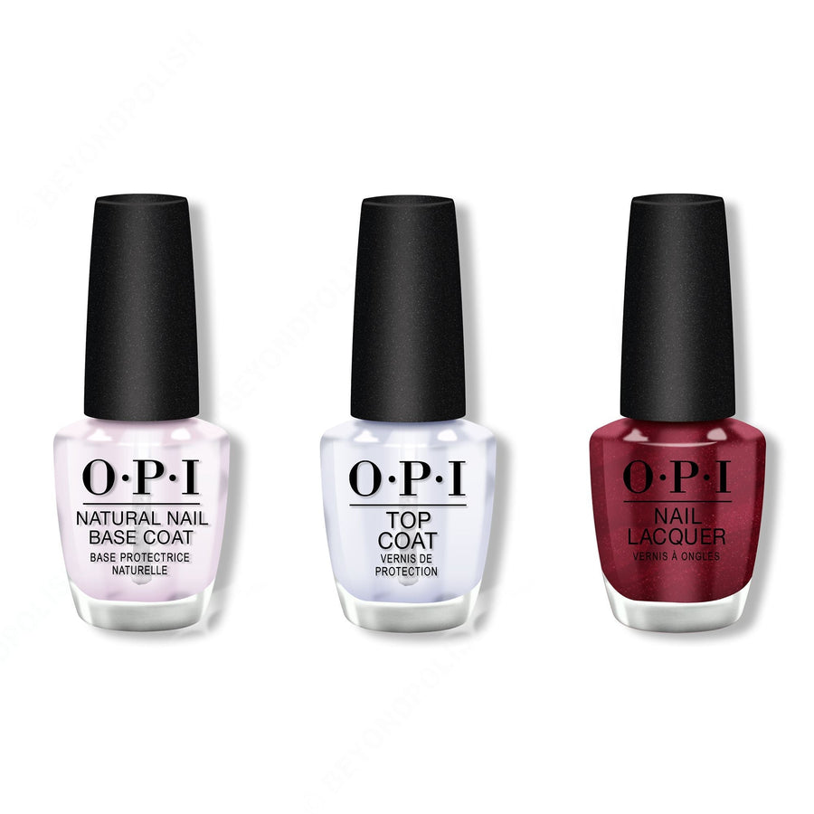 OPI - Nail Lacquer Combo - Base, Top & Bogota Blackberry 0.5 oz - #NLF52