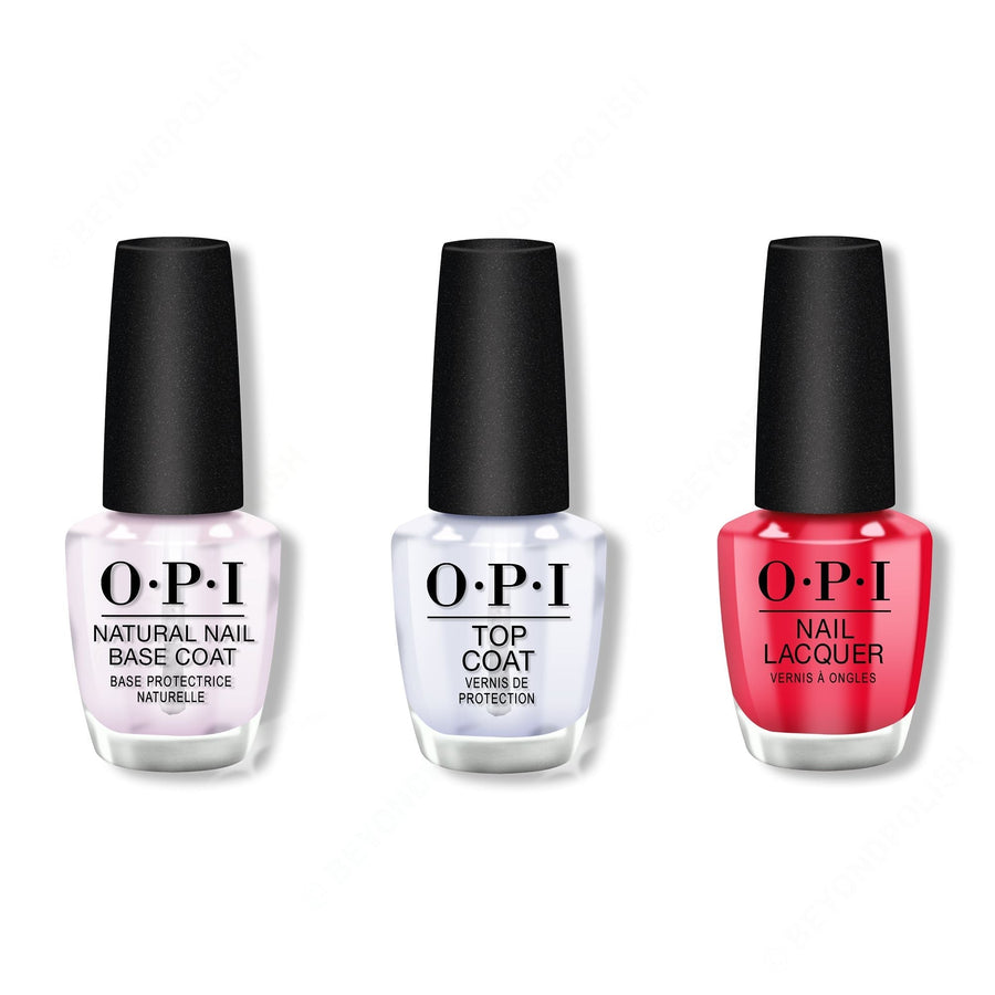OPI - Nail Lacquer Combo - Base, Top & Cajun Shrimp 0.5 oz - #NLL64