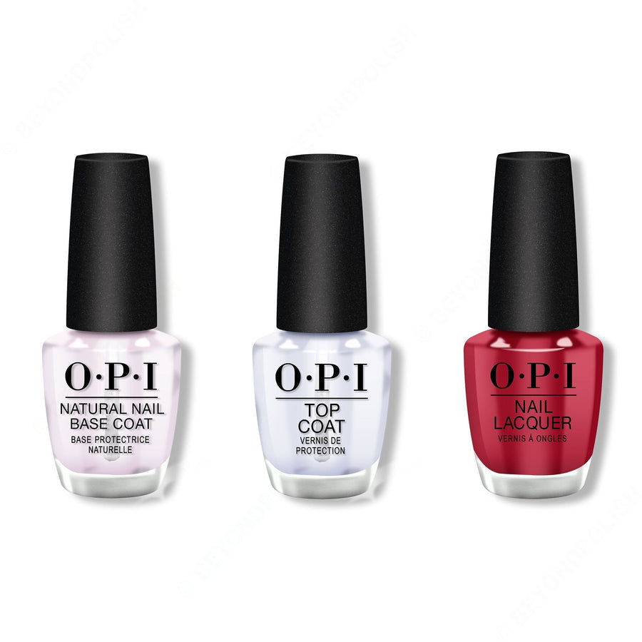 OPI - Nail Lacquer Combo - Base, Top & Chick Flick Cherry 0.5 oz - #NLH02