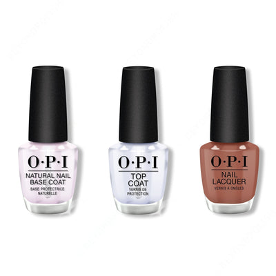 OPI - Nail Lacquer Combo - Base, Top & Chocolate Moose 0.5 oz - #NLC89