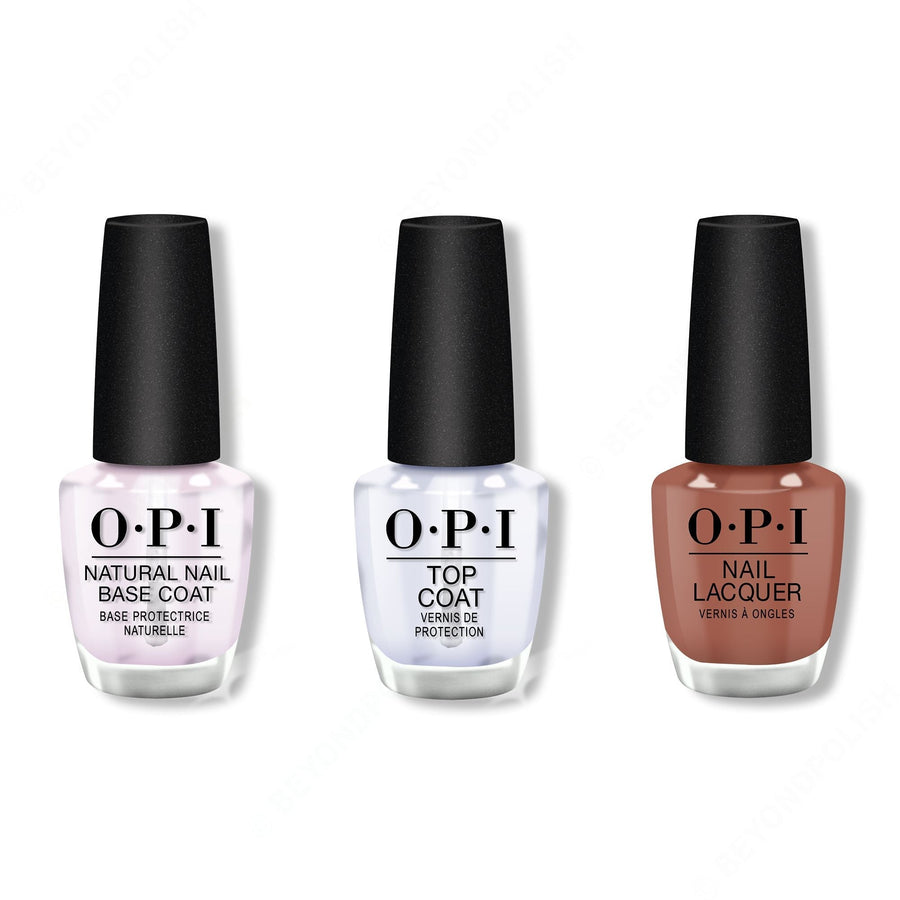 OPI - Nail Lacquer Combo - Base, Top & Chocolate Moose 0.5 oz - #NLC89