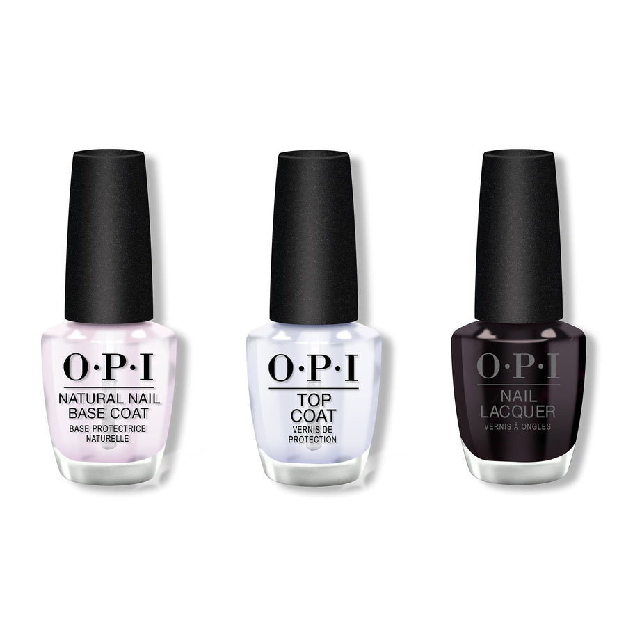 OPI - Nail Lacquer Combo - Base, Top & Lincoln Park After Dark 0.5 oz - #NLW42