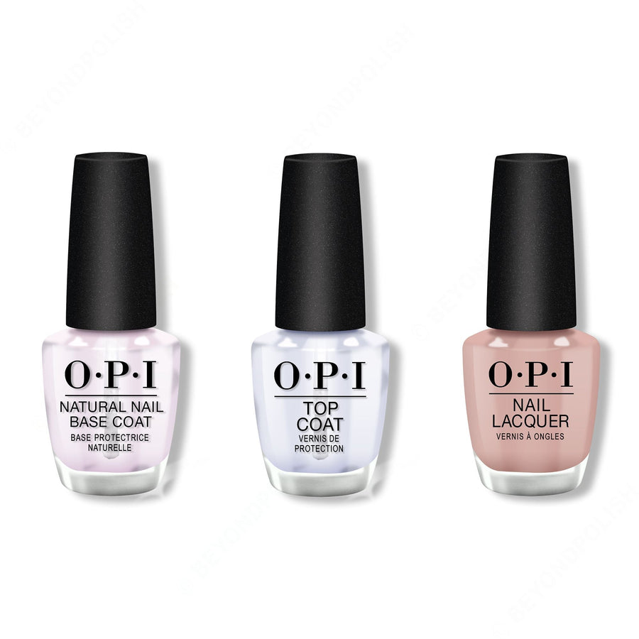 OPI - Nail Lacquer Combo - Base, Top & Machu Peach-u 0.5 oz - #NLP36