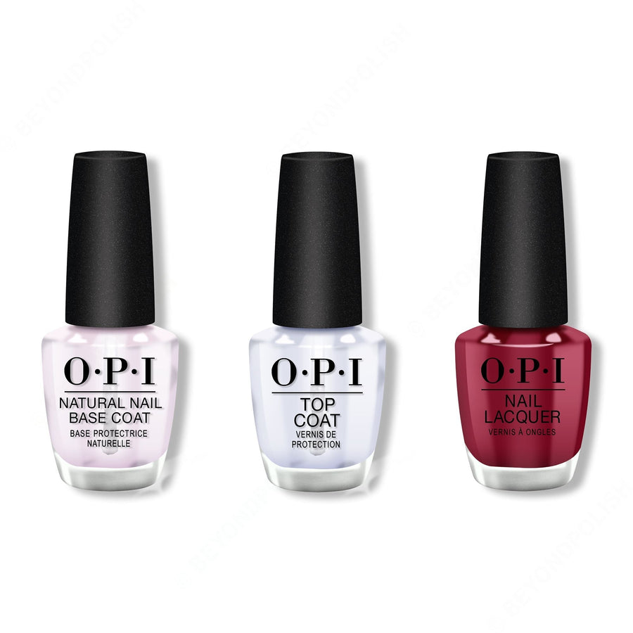 OPI - Nail Lacquer Combo - Base, Top & Miami Beet 0.5 oz - #NLB78