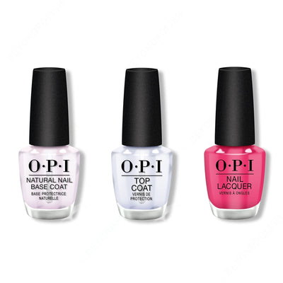OPI - Nail Lacquer Combo - Base, Top & Pink Flamenco 0.5 oz - #NLE44