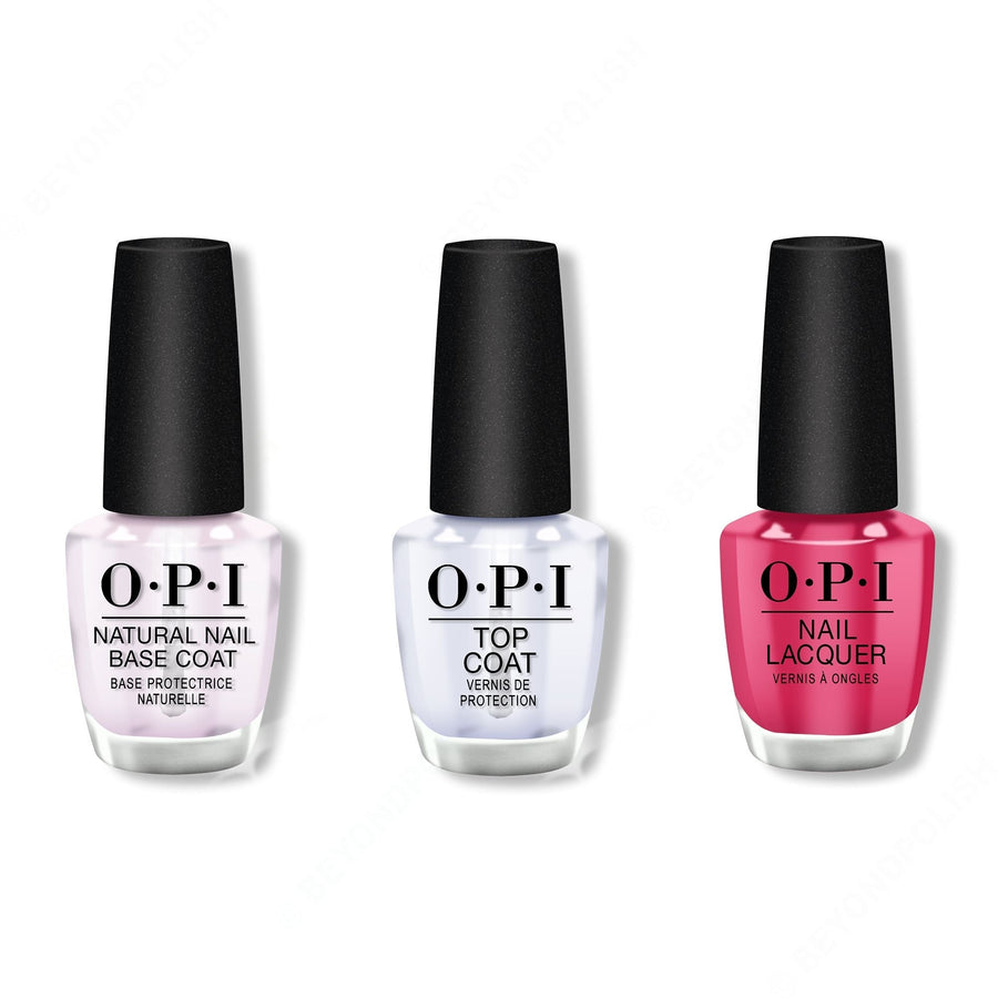 OPI - Nail Lacquer Combo - Base, Top & She's a Bad Muffuletta! 0.5 oz - #NLN56
