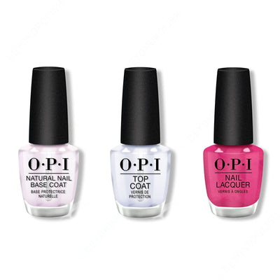 OPI - Nail Lacquer Combo - Base, Top & Strawberry Waves Forever