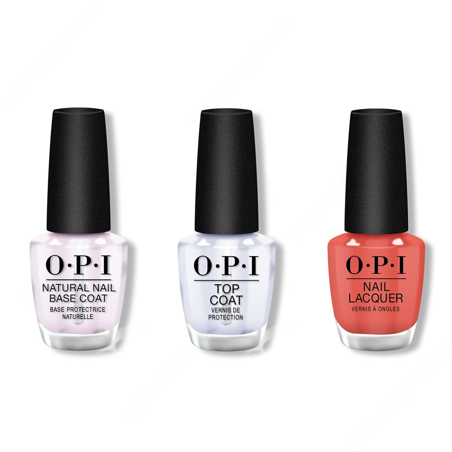 OPI - Nail Lacquer Combo - Base, Top & Tempura-ture is Rising! 0.5 oz - #NLT89