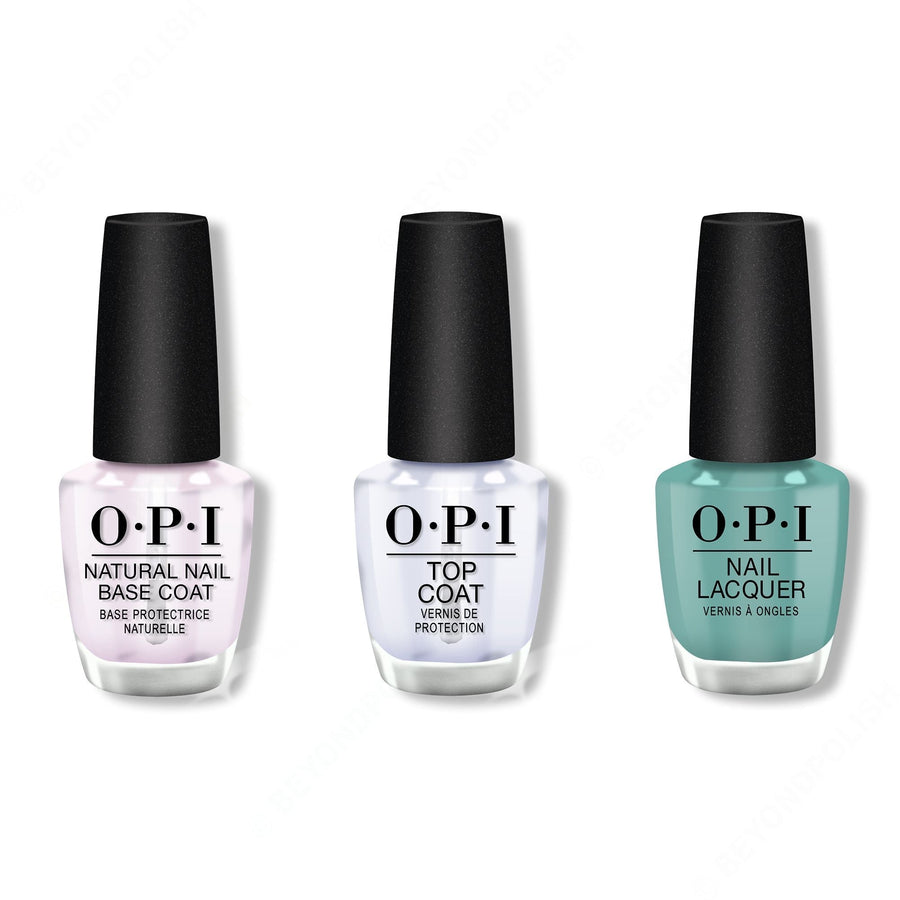 OPI - Nail Lacquer Combo - Base, Top & Verde Nice To Meet You 0.5 oz - #NLM84