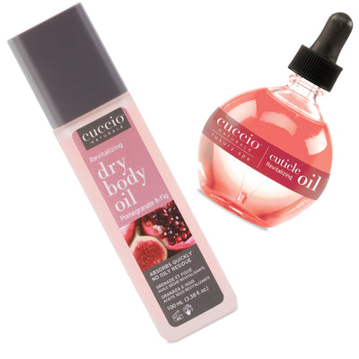 Cuccio -  Purchase one (2.5 oz.) cuticle oil and get the same scent Dry Body Oil (3.38 fl. oz.) FREE! -Pomegranate & Fig BUNDLE