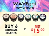WaveGel Chrome Powder 1g - Complete Set - 6 Shades (1 of each color)