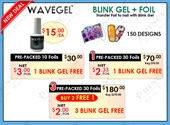 WaveGel Foil - 10 Pre-Packed Foil Designs 1  - GET 1 FREE BLINK GEL
